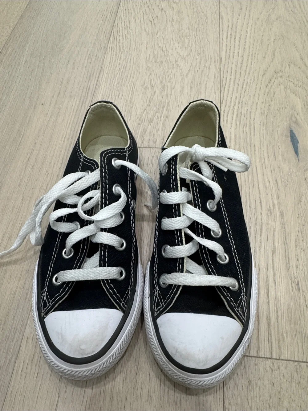 Classic converse Black Canvas Kids Sneakers with White Laces